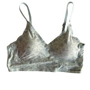 LUCKY BRAND Light Grey Floral Seamless Comfort Lounge Ladies Bra, M